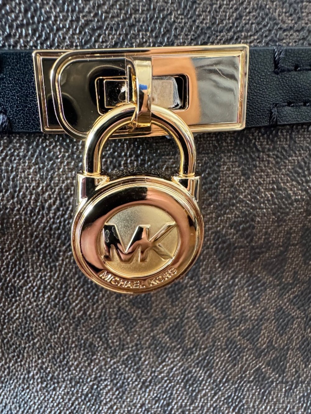 Michael Kors Brown Signature Lock Satchel Tote Bag - Picture 2 of 9